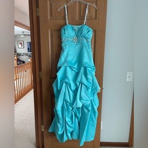 Dillard’s Aqua Beaded Prom Dress